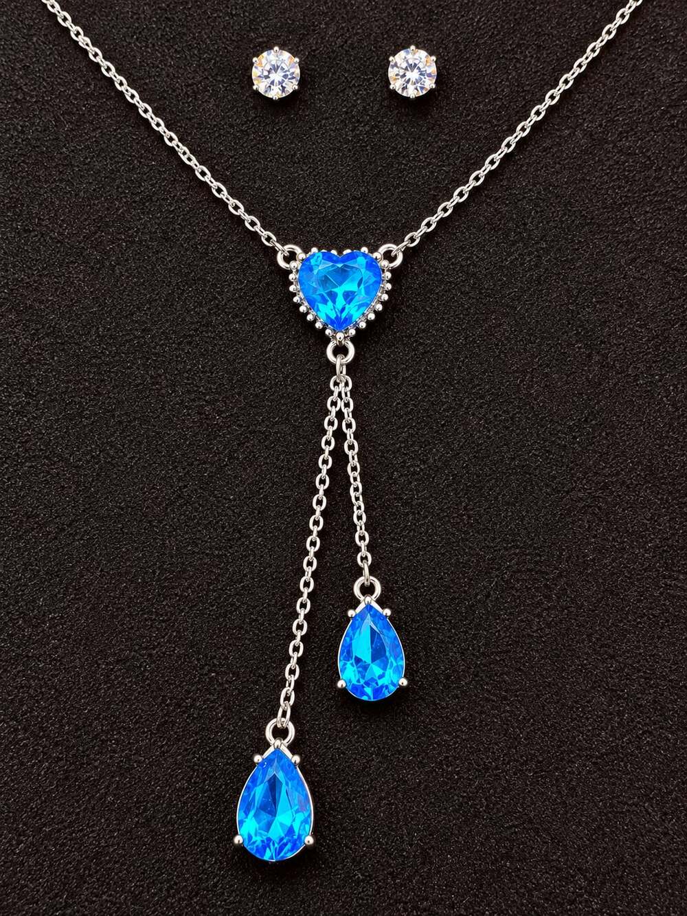 Blue Crystal Necklace & Earrings